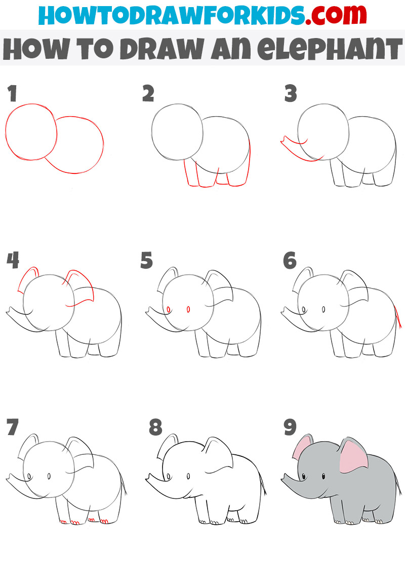 How to draw an elephant step by step