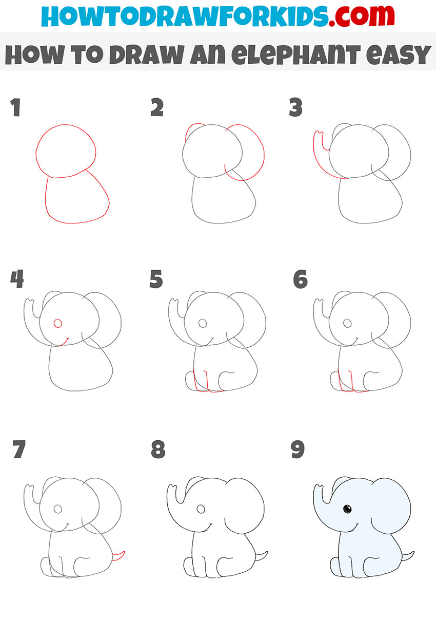 Sitting elephant drawing tutorial