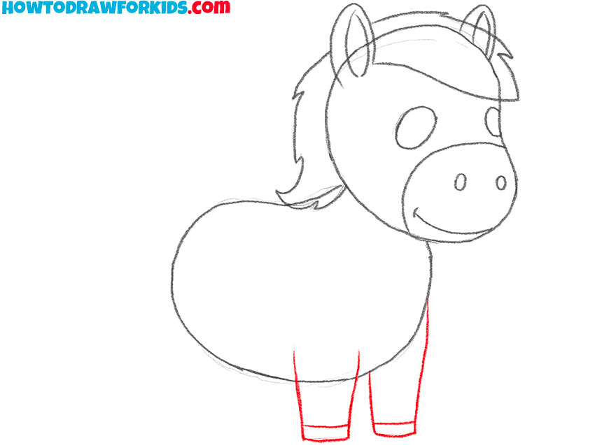 Draw the front legs of the horse