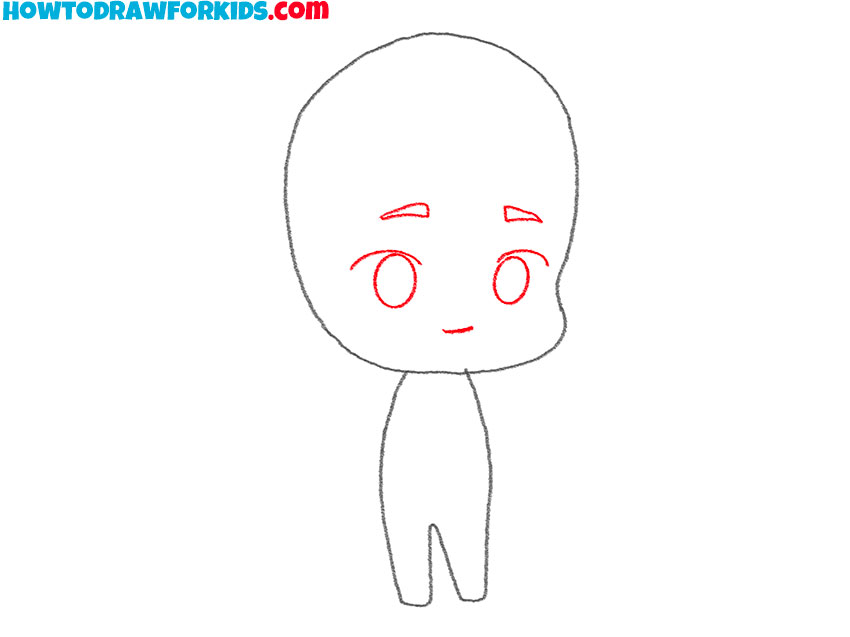 Draw the chibi facial features