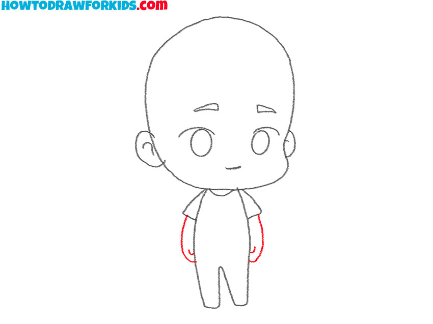 Draw the arms of the chibi character