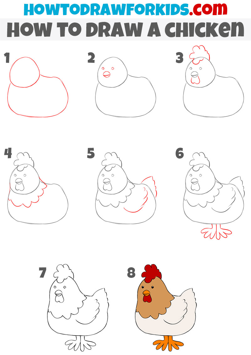 how to draw a chicken