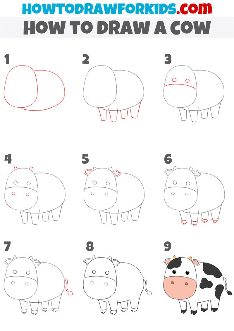 how to draw a cow