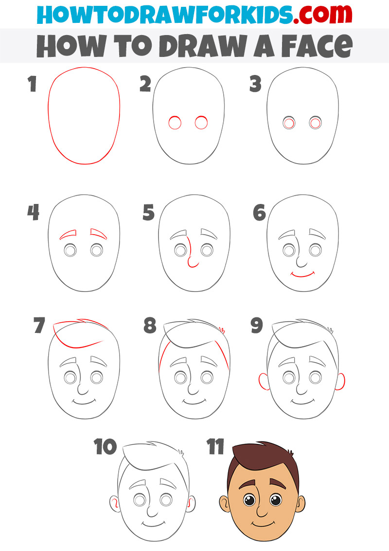 How To Draw An Easy Face, Step by Step, Drawing Guide, by Dawn - DragoArt