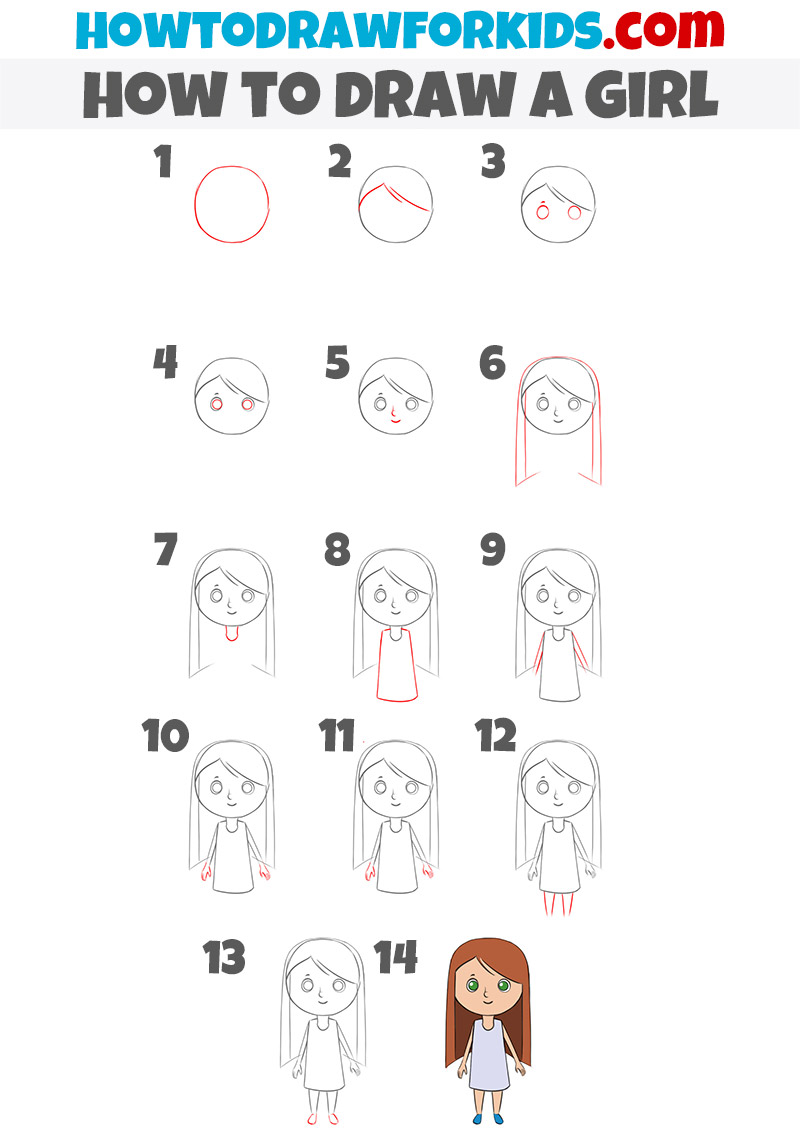 How To Draw A Girl Easy Drawing Tutorial For Kids