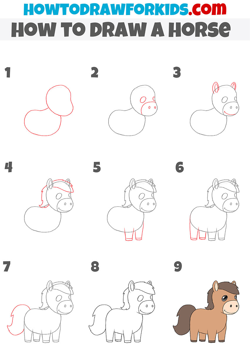 how to draw a horse step by step