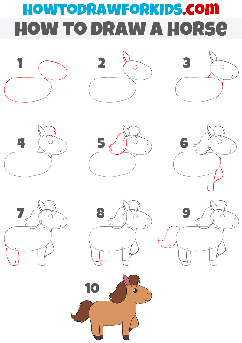 How to draw a horse - Easy Step by Step Tutorial