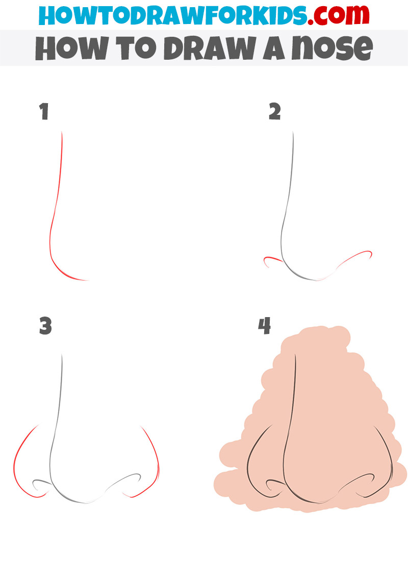 how to draw a nose easy for kids