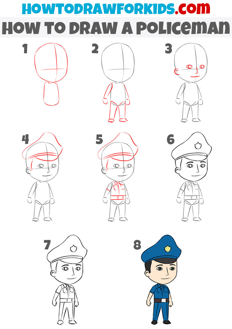 how to draw a policeman