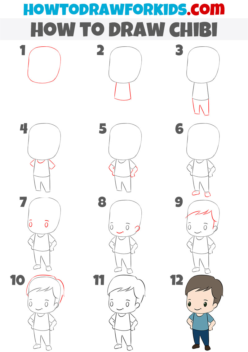 how to draw chibi step by step