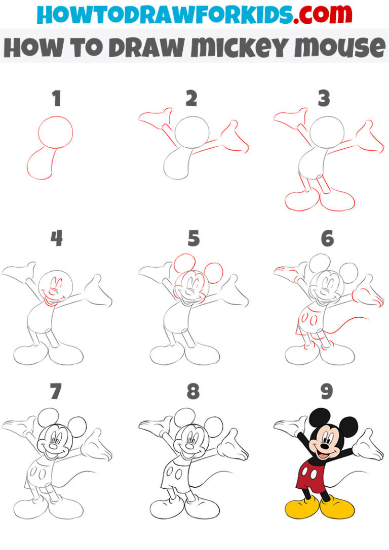 How to Draw Mickey Mouse - Easy Drawing Tutorial For Kids