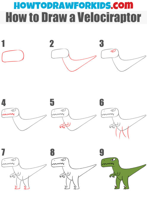 How to Draw a Velociraptor for Kids | Easy Drawing Tutorial For Kids