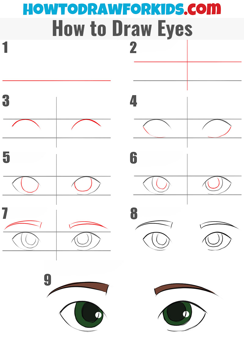 How to Draw eyes step by step - Drawing tutorial