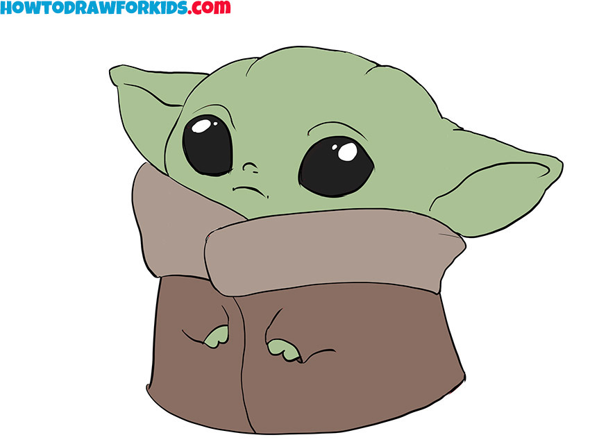 how to draw baby yoda for kids