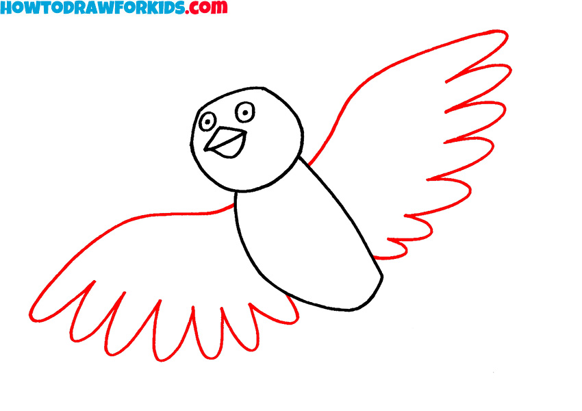 Draw the wings of the bird