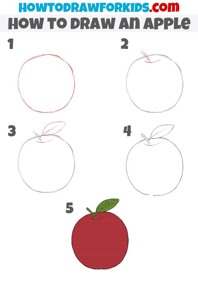 Cute Apple Drawing For Kids Outline Sketch Vector, Apple Drawing, Wing  Drawing, Kid Drawing PNG and Vector with Transparent Background for Free  Download