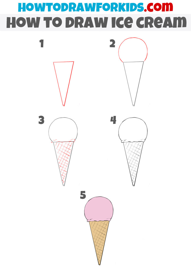 How to Draw Ice Cream for Beginners - Simple Drawing Tutorial For Kids