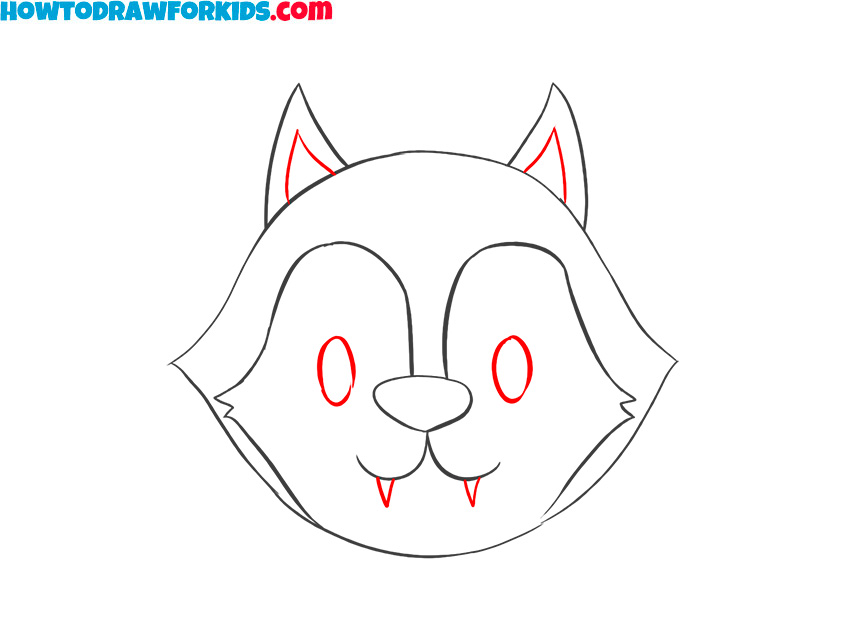 how to draw a wolf face for kids