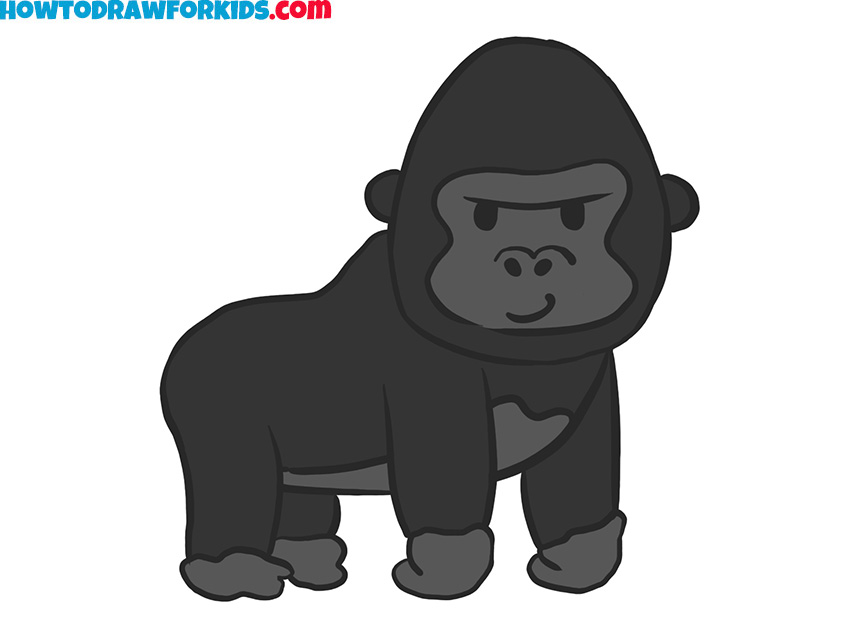 Cute gorilla in cartoon style. wild safari african animals for kids,  outline children clipart, coloring page vector illustration 35464583 Vector  Art at Vecteezy