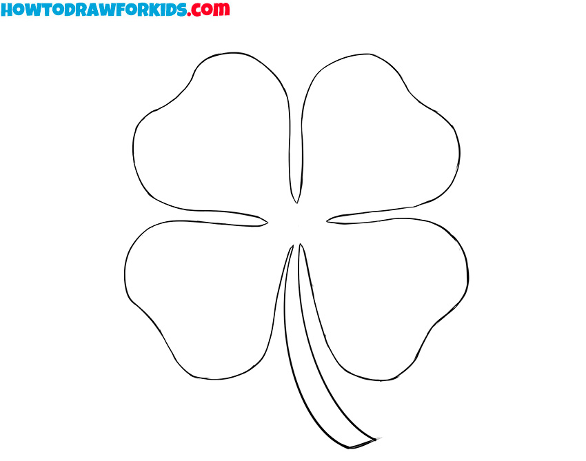 How to draw a Four-leaf clover for kids