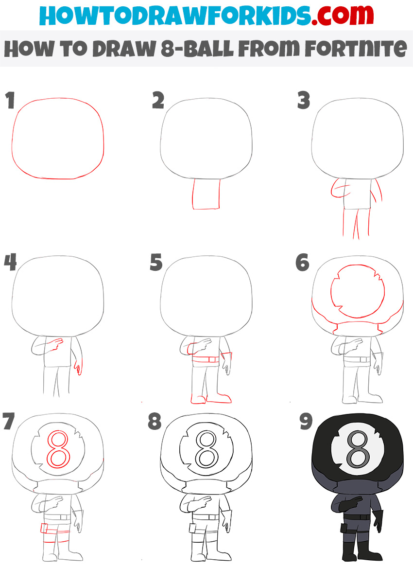 How to Draw 8-ball from fortnite step by step