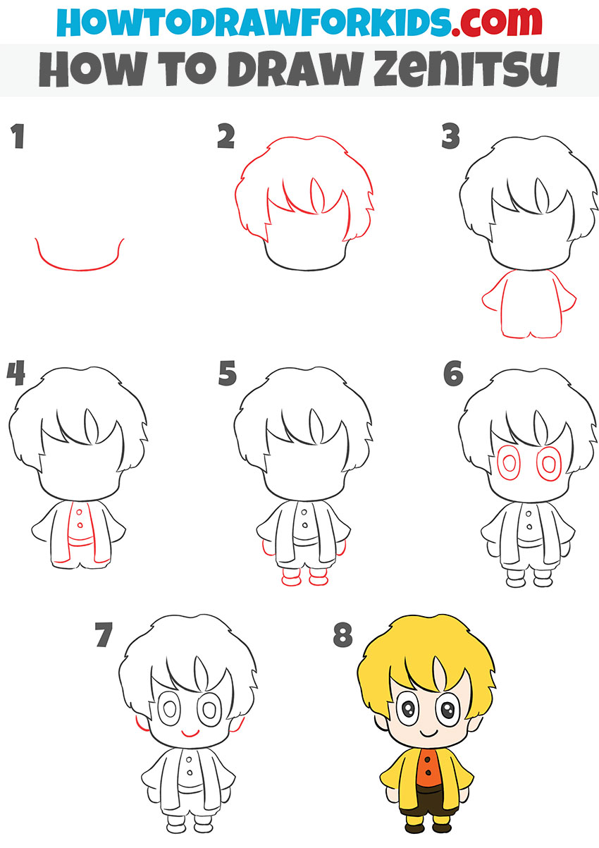 How to Draw Zenitsu step by step