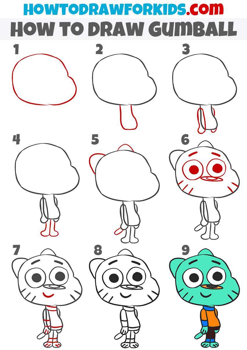 How to draw Gumball step by step