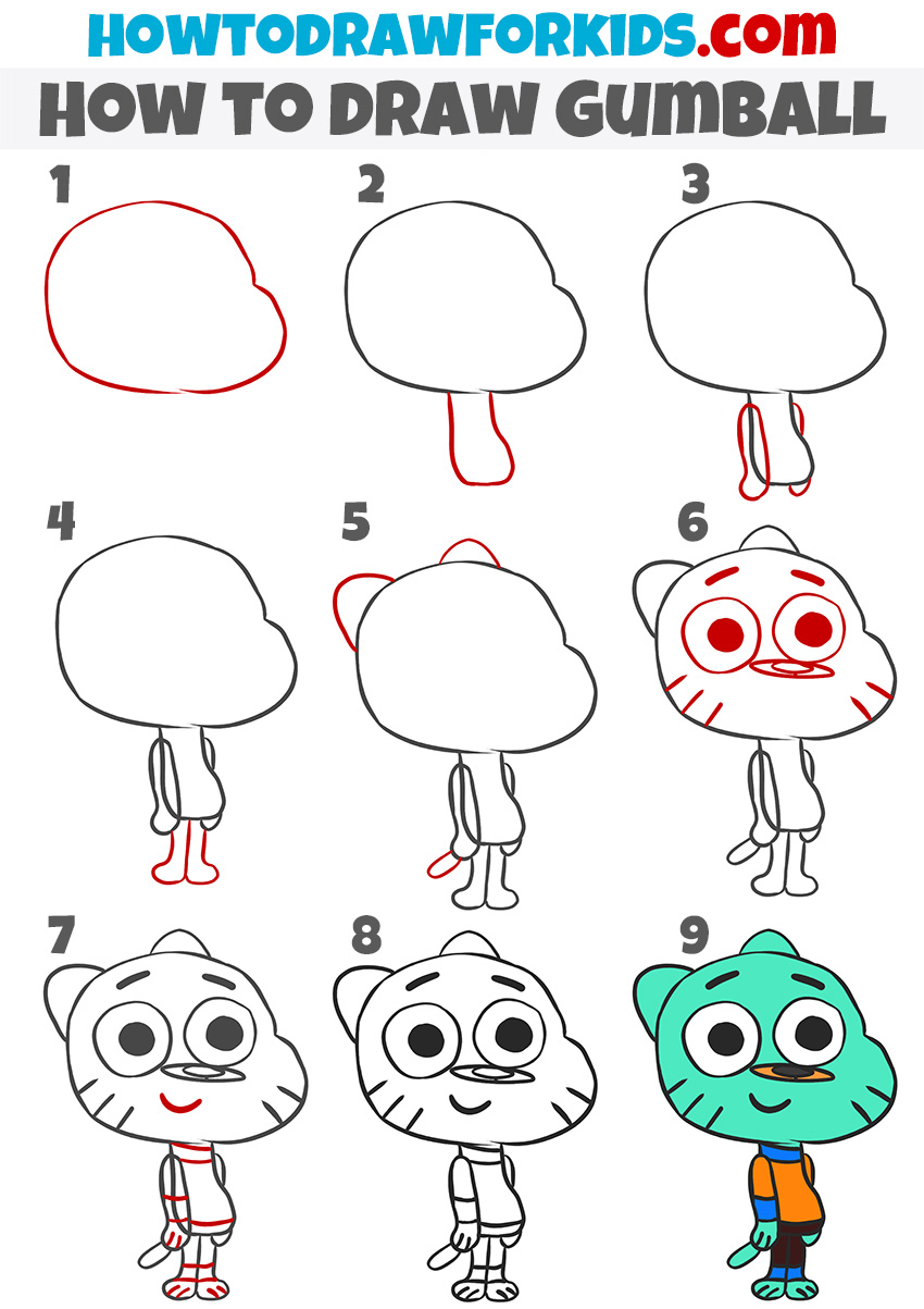 How to Draw Gumball Easy Drawing Tutorial For Kids