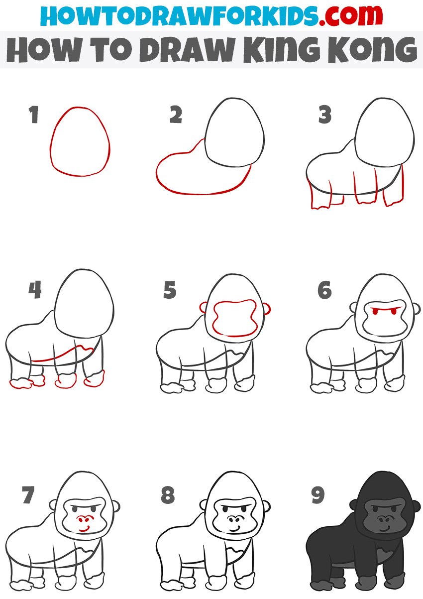 How to draw King Kong step by step