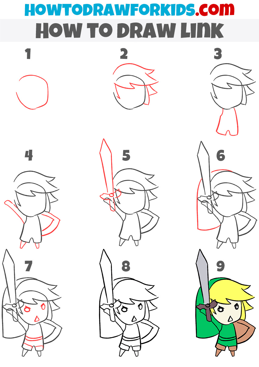 How to draw Link step by step