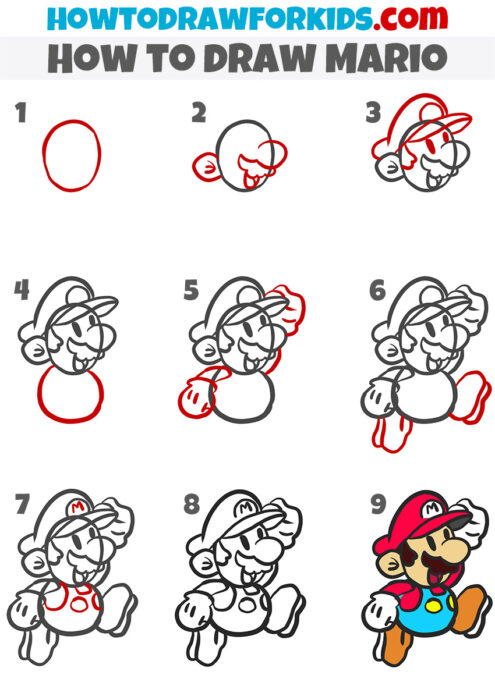 How to Draw Mario - Easy Drawing Tutorial For Kids