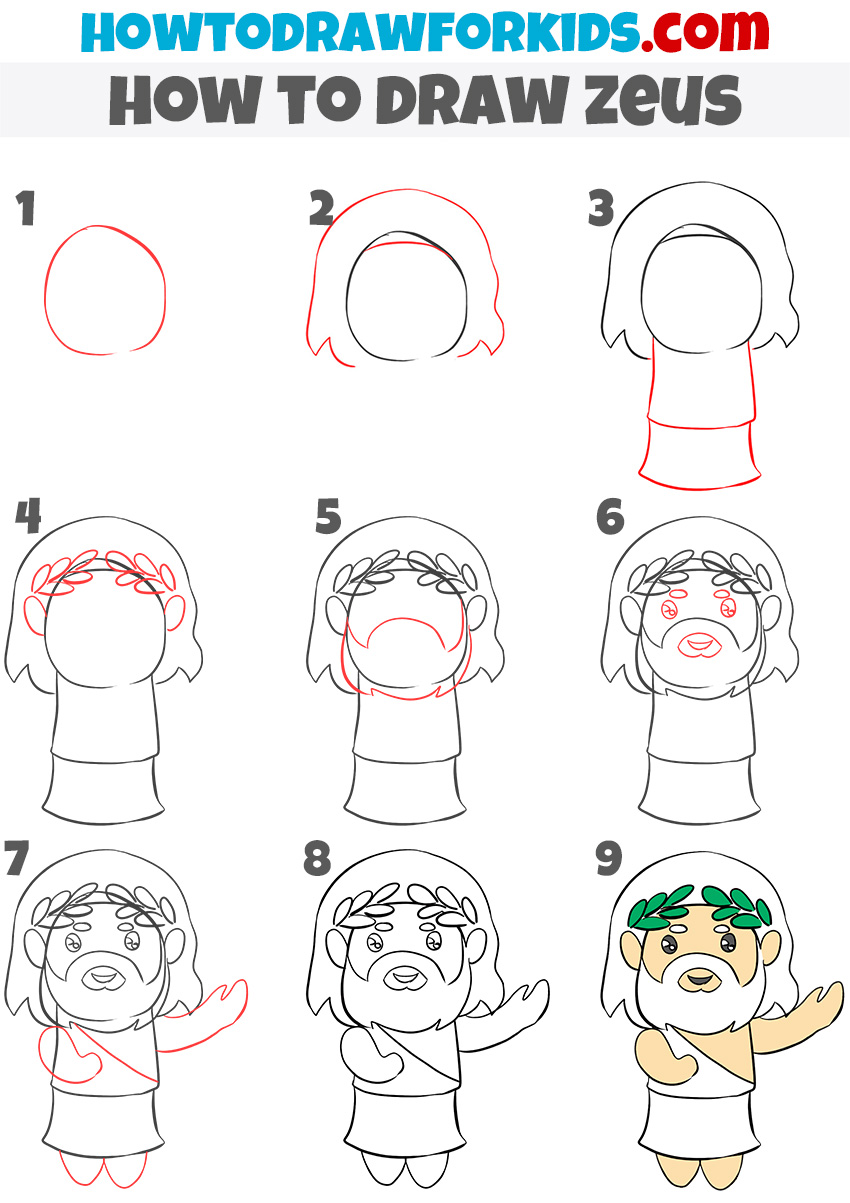 How to draw Zeus Step by step