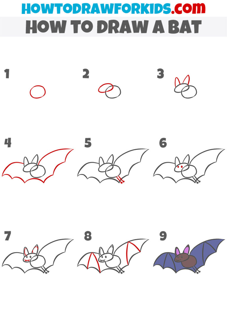 How to Draw a Bat - Easy Drawing Tutorial For Kids