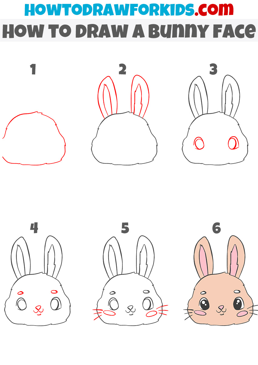 How to draw a bunny face step by step