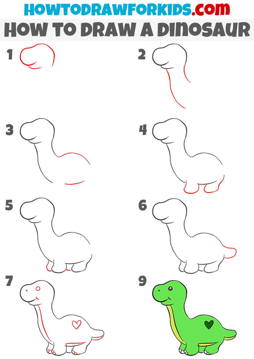 How to draw a dinosaur step by step