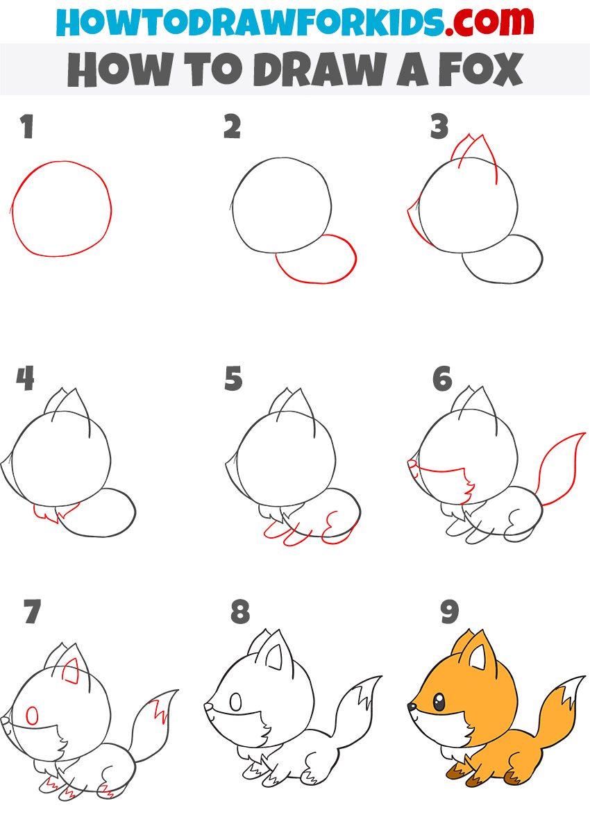 fox step by step drawing tutorial