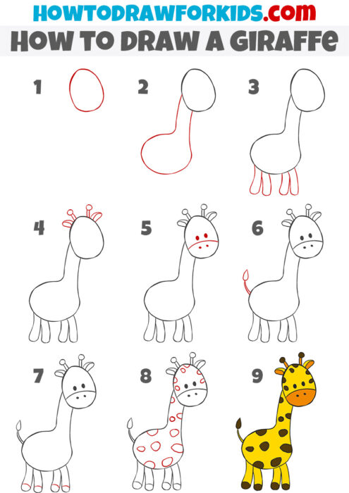 How to Draw a Giraffe - Easy Drawing Tutorial For Kids