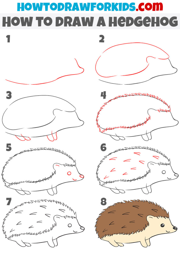 How to Draw a Hedgehog - Easy Drawing Tutorial For Kids