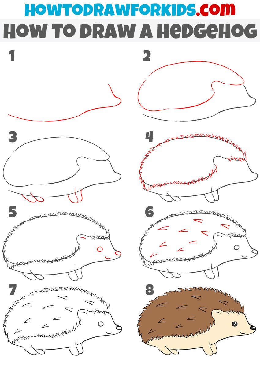 How to Draw a Hedgehog - Easy Drawing Tutorial For Kids