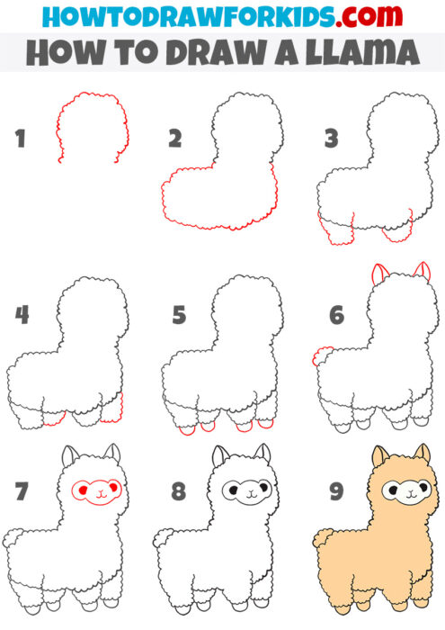 How To Draw A Llama Easy Drawing Tutorial For Kids