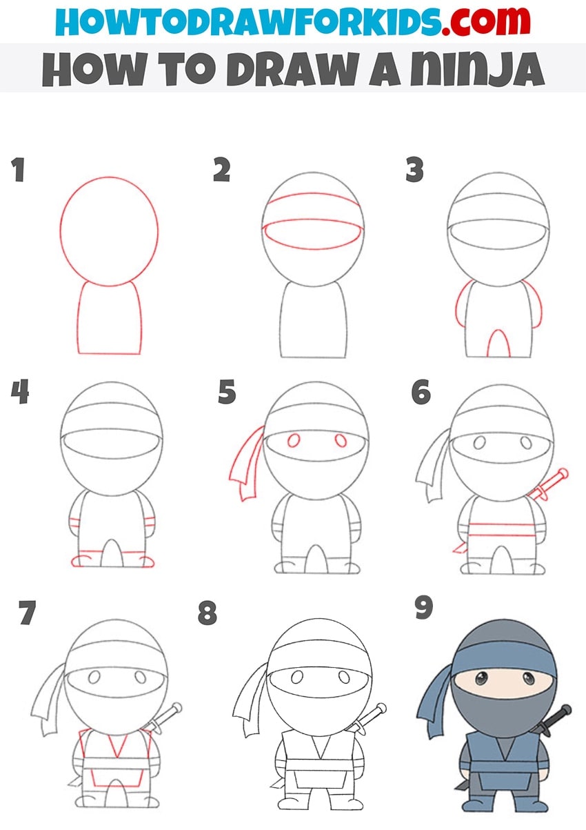 How to draw a ninja step by step tutorial