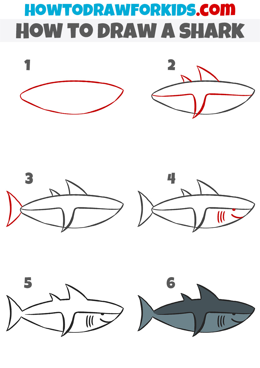 How to draw a shark step by step