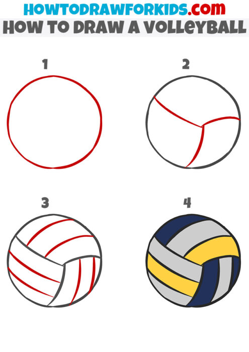 How to Draw a Volleyball - Easy Drawing Tutorial For Kids