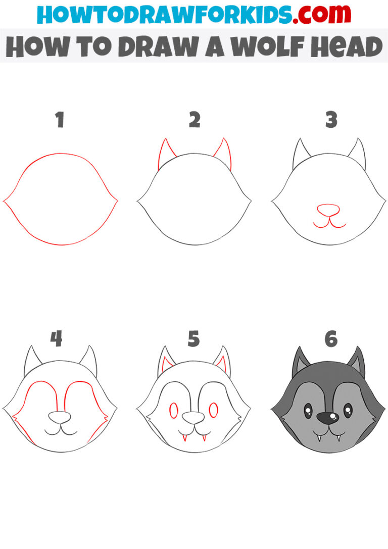 How to Draw a Wolf Face - Easy Drawing Tutorial For Kids