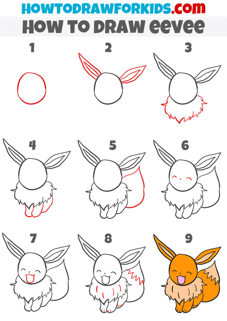How to Draw Eevee Easy Drawing Tutorial For Kids