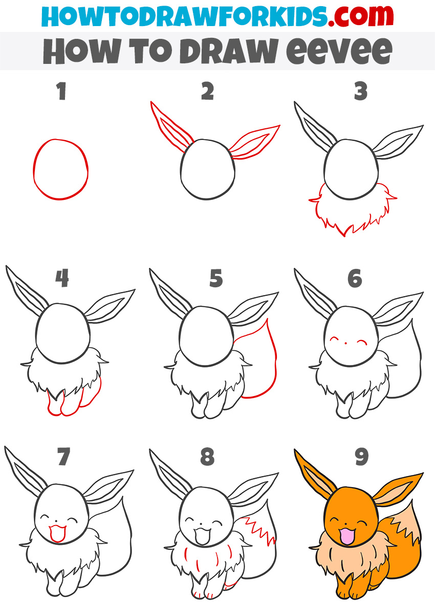 How to draw eevee step by step