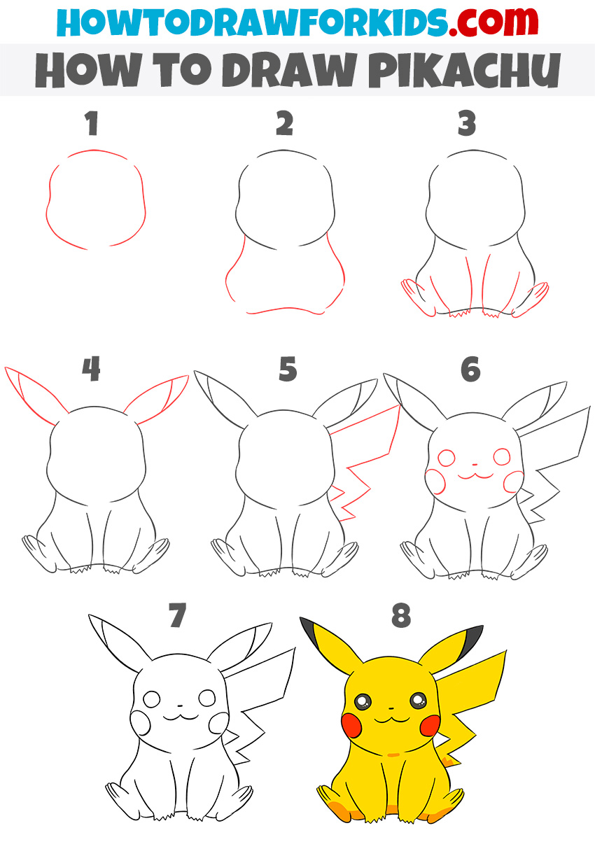 How to Draw Pikachu Easy Drawing Tutorial For Kids