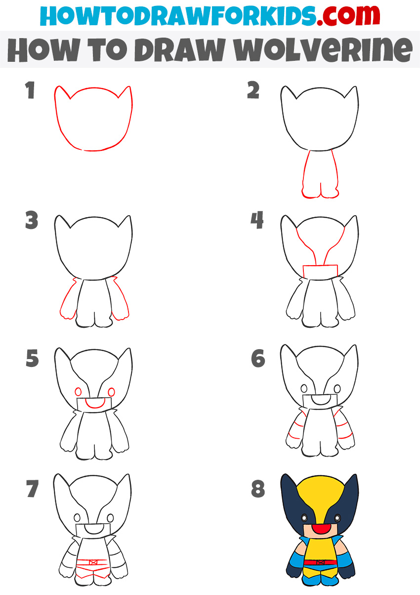 How to draw wolverine step by step