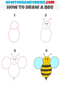 How to Draw a Bee for Kindergarten - Easy Tutorial For Kids
