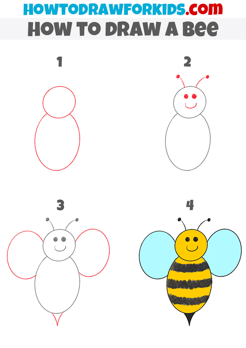 How to draw a bee for kindergarten step-by-step